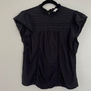 Caslon Pintuck Yoke Flutter Sleeves Top S